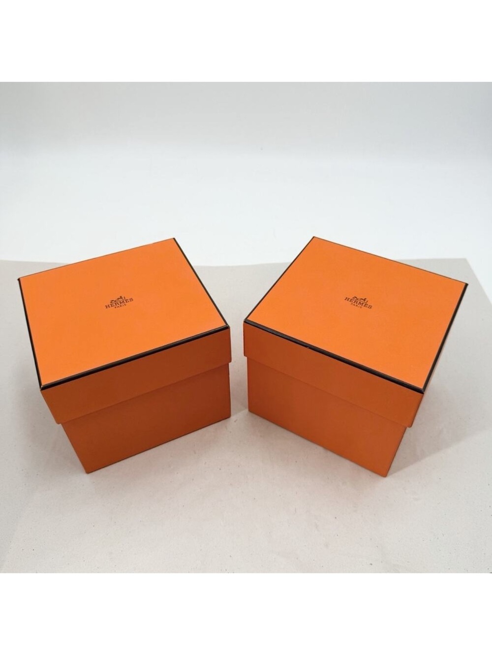 HERMES Authentic Two Orange Empty Gift Box Boxes 6.25" x 5.75" x 5.5"